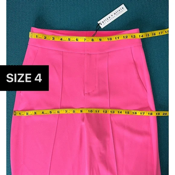 Alice + Olivia Dylan High Waisted Wide Leg Pink Pant - Picture 8 of 12